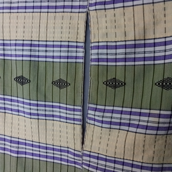 Large Multi Colored Poncho Stripes & Tassels V Neck Style Purple Green Yellow - Picture 10 of 10